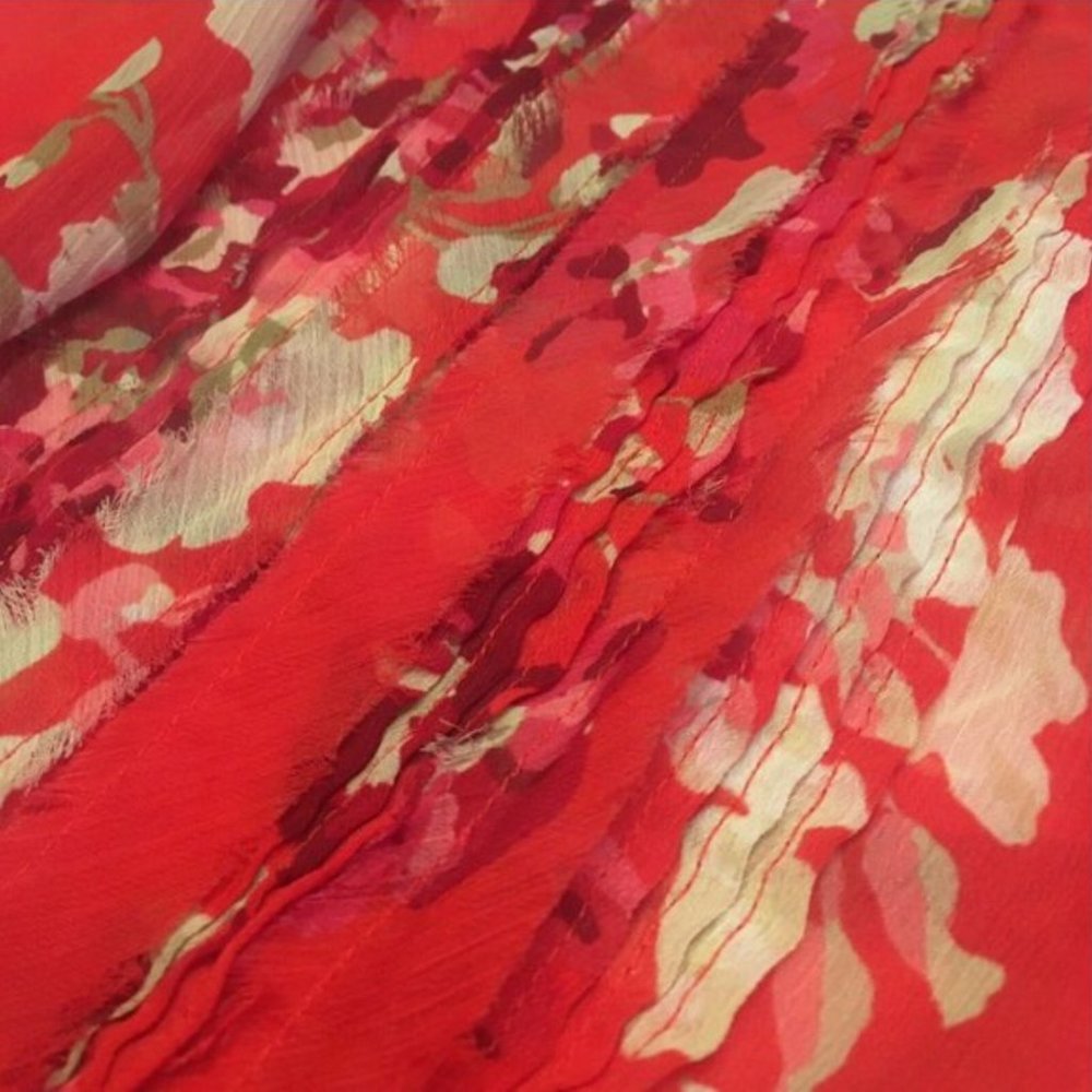 Express Pink Red Sheer Ruffle Front Blouse - Picture 3 of 4